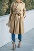 Modern Solid Lapel Collar Waist Tie Wind Coat