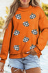 Sequin Pumpkin Print Mock Neck Tunic Sweatshirt