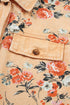Floral Print Tunic Length Long Sleeve Denim Jacket