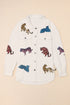 All Over Sequined Animal Print Textured Shirt Jacket