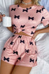 Bow Print Two Piece Short Lounge Set