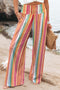 Bohemian Striped Smocked High Waist Wide Leg Pants