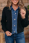 Drop Shoulder Placket Paneling Shirt Collar Long Sleeve Cardigan