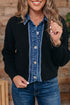 Drop Shoulder Placket Paneling Shirt Collar Long Sleeve Cardigan