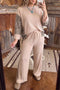 Leopard Print Ribbed Twist Long Sleeve Lounge Set