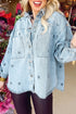 Stars Pattern Long Sleeve Shirt Collar Denim Jacket