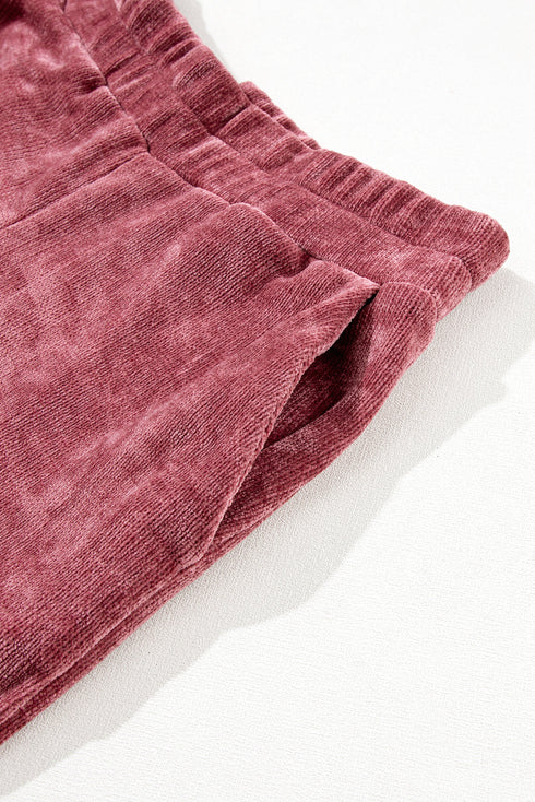 Mineral Wash Corduroy Short Sleeve Wide Leg Pant Set