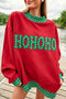 Polka Dot Letter Print Trim Mock Neck Sweatshirt