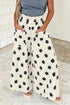 Polka Dot Smocked Elastic Waist Wide Leg Pants
