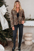 Exclusive All Over Leopard Print Quilted Tie Front Jacket