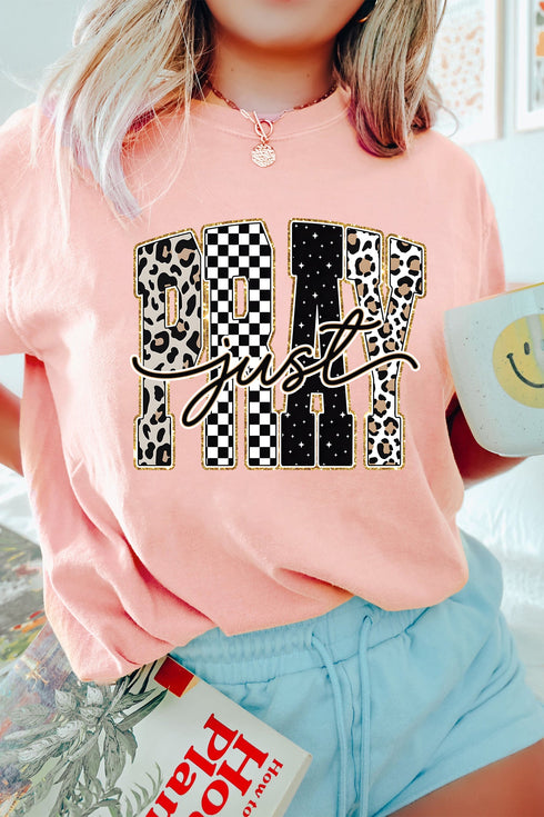 Just Pray Lettering High Stretch Faith Graphic Tee