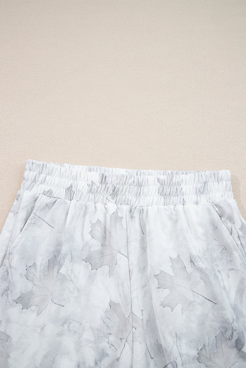 Abstract Camo Print Pullover Top And Casual Short Set