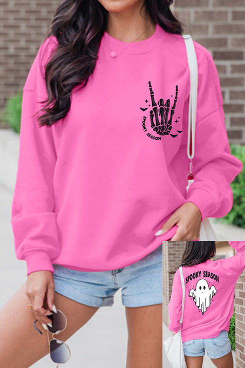 Skeleton Hand Bone Motif Graphic Art Sweatshirt