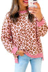 Leopard Polka Dot Trim Long Sleeve Top