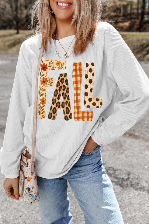 Pure Polyester Letter Pattern Graphic Corded Sweatshirt