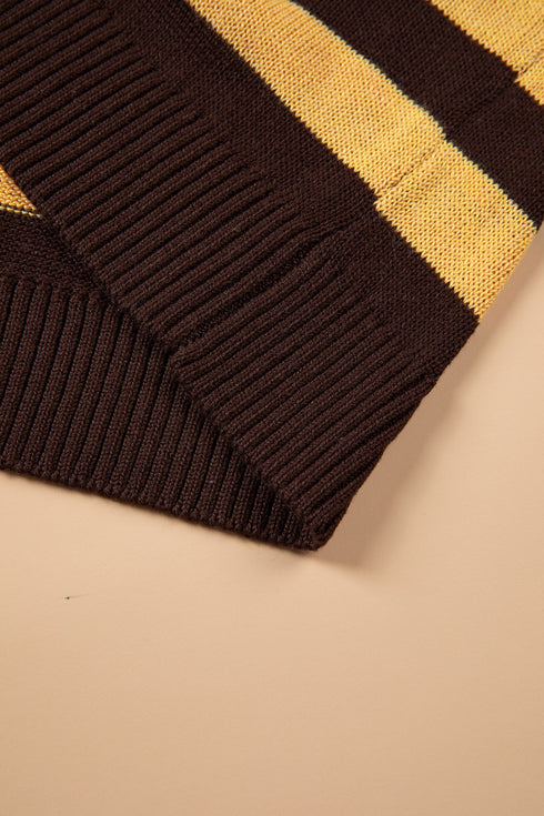 Acrylic Striped Pattern Drop Shoulder Pullover Sweater