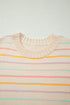 Viscose Striped Pattern Crew Neck Knit Sweater