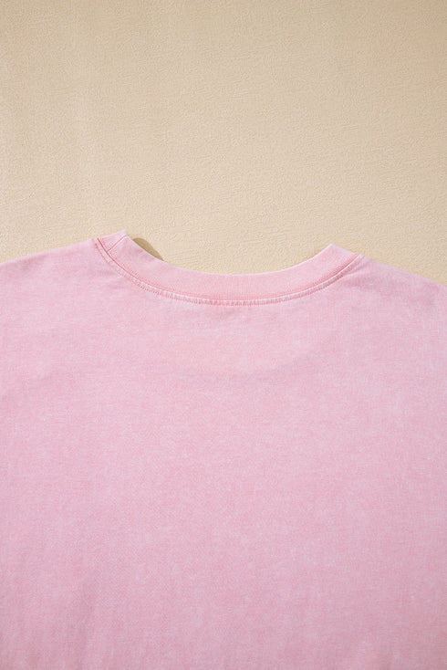 Acid Wash Star Applique Rolled Trim Pants Set