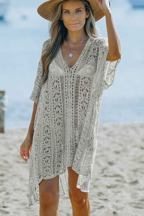 Bohemian Openwork Tassel Hem Swim Cover Up