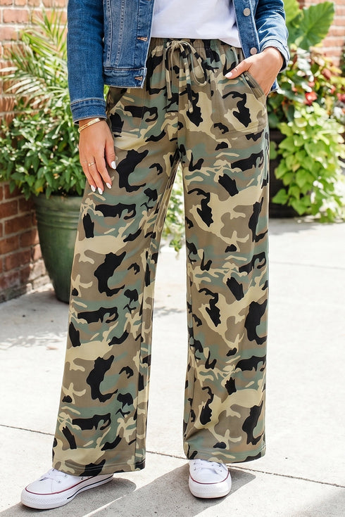 Camouflage Print Street Fashion Drawstring Shift Pants
