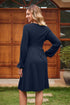 Faux Wrap V Neck Long Sleeve Mini Dress
