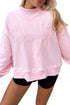 Stay Salty Embroidered Long Sleeve Mock Neck Shift Pullover Sweatshirt