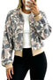 Polyester Camouflage Print Trim Zip Bomber Sweatshirt