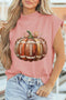 Rugby Pumpkin Graphic Mock Neck Cap Sleeve Tee