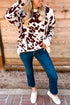 Cow Pattern Western Long Sleeve Round Neck Pullover Sweater