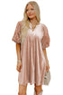 Polyester Embroidered Sleeve Velvet Shift Mini Dress