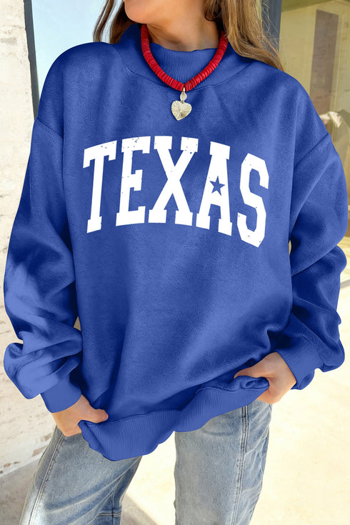 Houston Script Graphic Oversized Crew Neck Sweatshirt