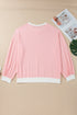 Ribbed Knit Long Sleeve Round Neck Top