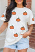 Sequined Star Pumpkin Graphic Round Neck Tee