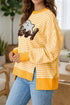 Boo Sequin Ghost Stripe Split Hem Long Sleeve Tee