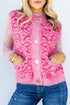 Leopard Print Knit Sleeveless Regular Sweater Vest