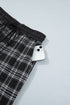 French Plaid Drawstring Waist Wide Leg Pants