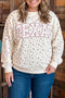 Floral Print Texas Long Sleeve Ribbed Neck Tunic Sweatshirt