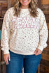 Floral Print Texas Long Sleeve Ribbed Neck Tunic Sweatshirt