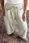 Plaid Trim Drawstring Elastic Waist Shift Pants