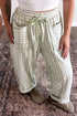 Plaid Trim Drawstring Elastic Waist Shift Pants