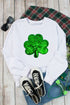 Shimmering Sequin Clover Graphic Crewneck Pullover Sweatshirt