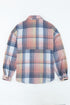 Casual Plaid Print Flap Pocket Button Down Shacket