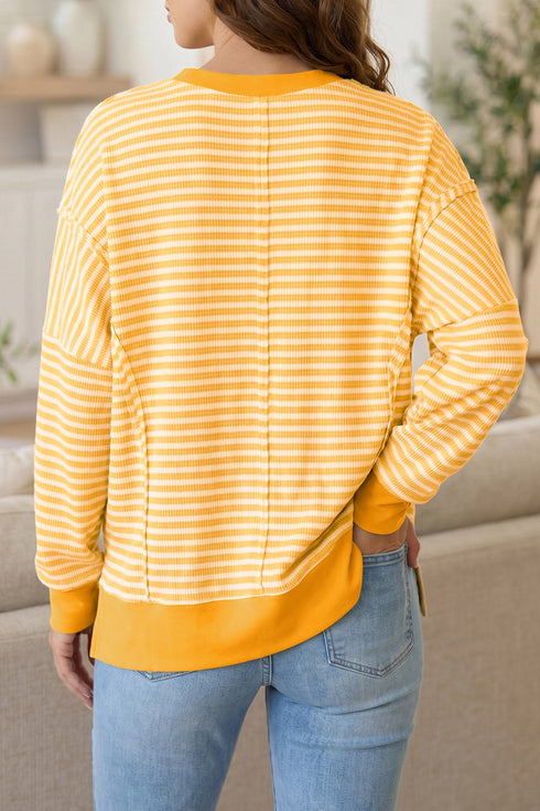 Spooky Slogan Stripe Split Hem Long Sleeve Sweatshirt