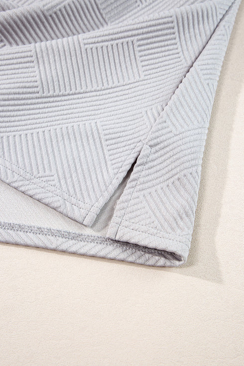 Solid Textured Collared V Neck Wide Leg Pant Sets