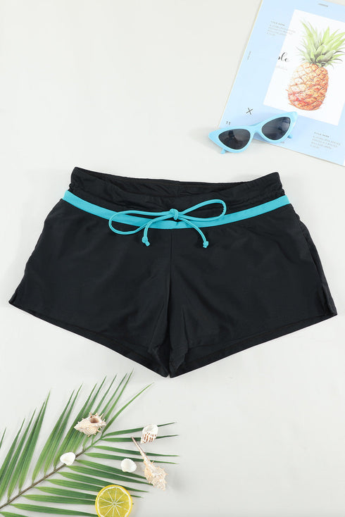 Contrast Waistband Tie Front Swim Shorts