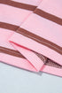 Striped Collared Long Sleeve Straight Cut Top