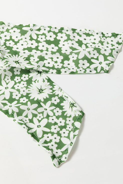 Square Neck Shirred Waist Tiered Ruffled Mini Floral Dresses