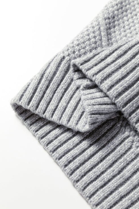 Long Sleeve Cable Knit Crew Neck Sweater Dress