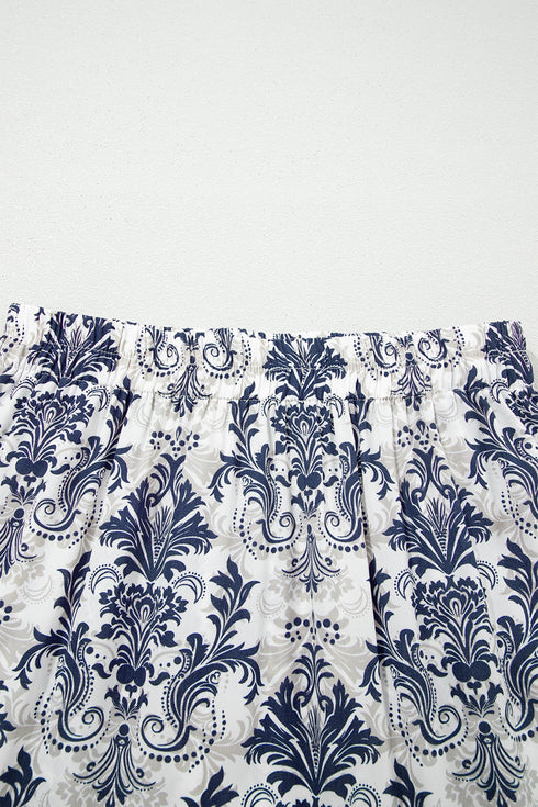 Tiered Split Bohemian Floral Print Maxi Skirt