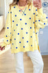 Polka Dot Split Hem Loose Long Sleeve Pullover Top